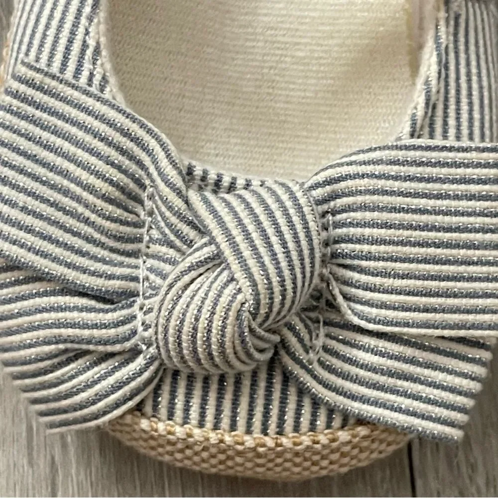 Target Baby Girl’s Striped Seersucker Bow Detail Slipper Crib Shoes 6-9 Months